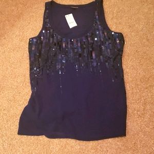 NWT Navy Sequin Tank Top